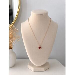Rose Gold Red Crystal Pendant Necklace Dainty Minimalist Jewelry